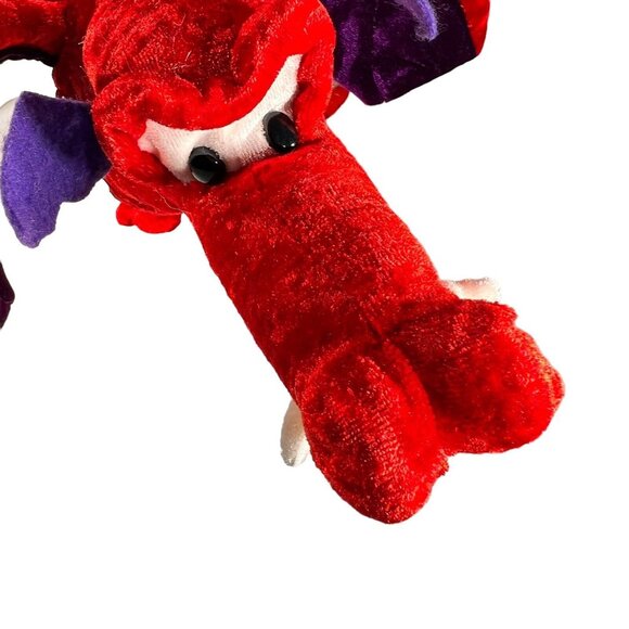 Classic Toy Company Dragon Plush Stuffed Animal Red Purple Loop to Hang Toy - Picture 2 of 11